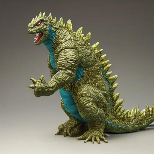 Prompt: godzilla as a sofubi figure