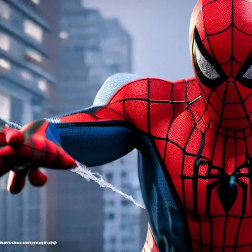 Image similar to 3 d octane render of spidermans death scene, cinematic footage