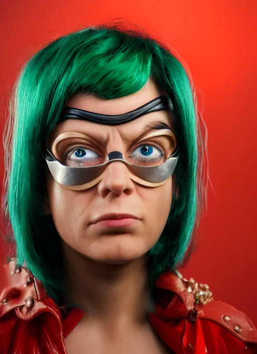 Image similar to portrait photo still of real life futurama character leela, cyclops, 8 k, 8 5 mm f 1. 8