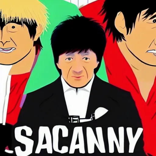 Image similar to jackie chan, in the style of south park