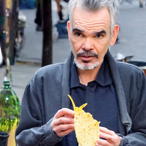 Image similar to billy bob thornton eating a taco in paris