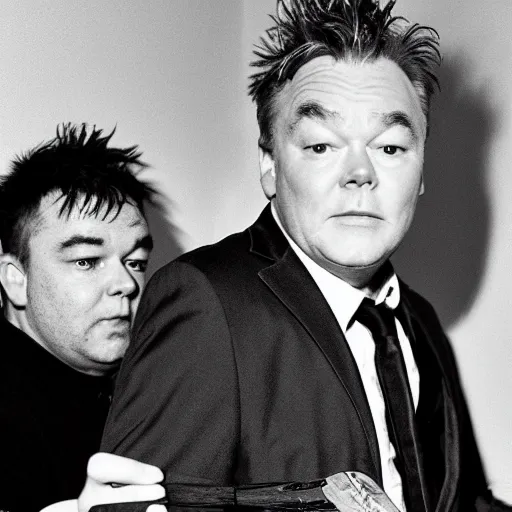 Prompt: Stewart Lee performing with The Smiths