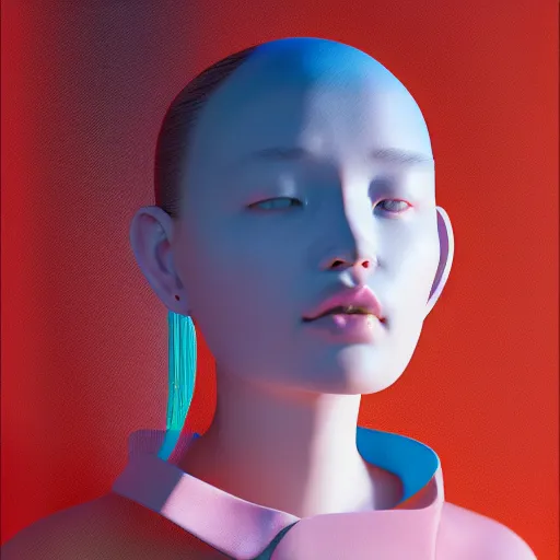 Image similar to abstract 3d female portrait age 10 by james jean and Jason Chan, redering, redshift, octane