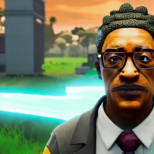 Image similar to gustavo fring as a fortnite character, gameplay screenshot, high definition