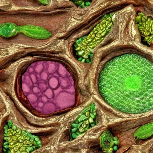 Prompt: highly - detailed, high - res, close up of plant cell