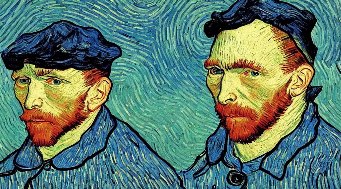 Image similar to portrait of Linus Torvalds taked by vincent van gogh