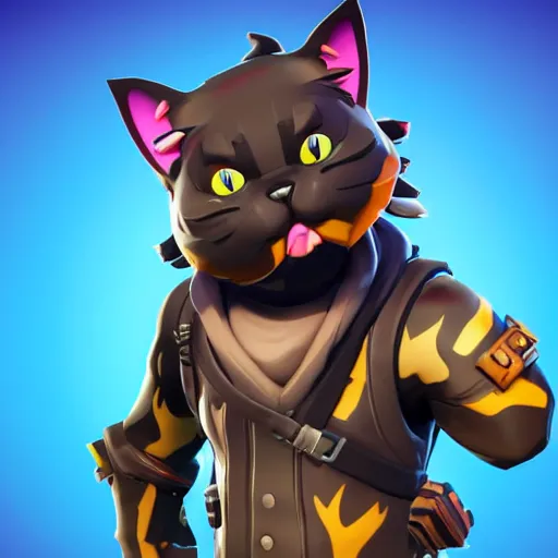 Image similar to a cat as a fortnite character