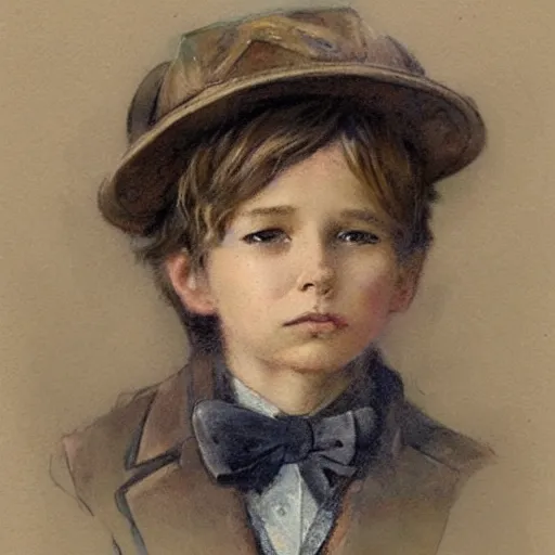 Image similar to (((((portrait of boy dressed as retro sciencepunk explorer costume . muted colors.))))) by Jean-Baptiste Monge !!!!!!!!!!!!!!!!!!!!!!!!!!!