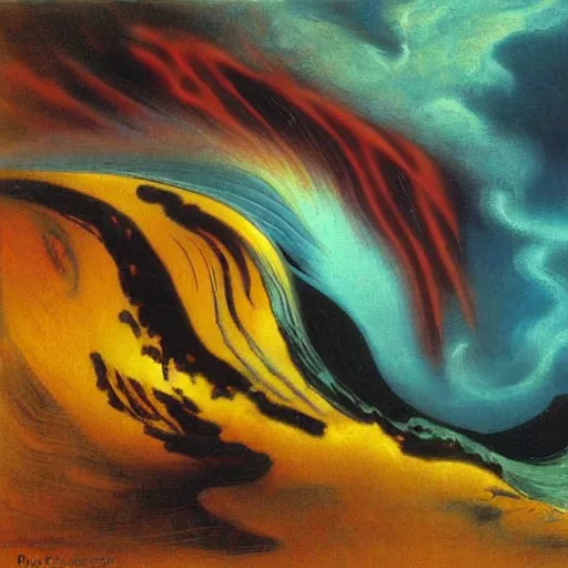 Prompt: portrait of a Wave of fire by Salvidor Dali.