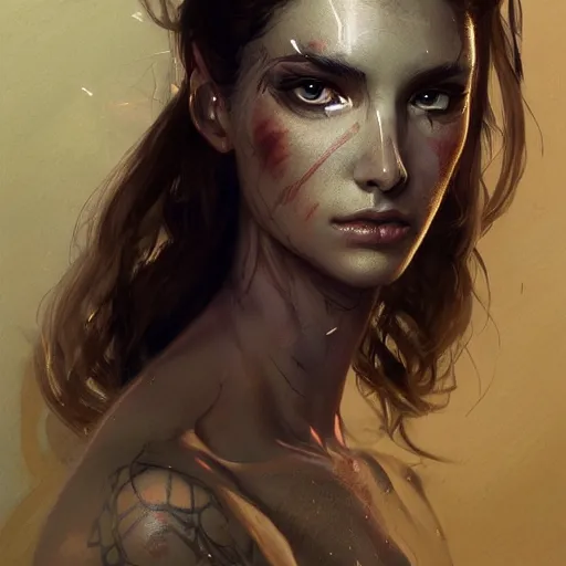 Image similar to tattoo design, a professional painting of a beautiful young female, partially clothed in battle armor, olive skin, long dark hair, beautiful bone structure, symmetrical facial features, intricate, elegant, digital painting, concept art, smooth, sharp focus, illustration, from Metal Gear, by Ruan Jia and Mandy Jurgens and Greg Rutkowski and Artgerm and William-Adolphe Bouguerea and artgerm, cat girl, anime