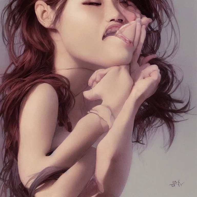 Image similar to portrait of kpop idol, expressive pose, lively expression, a pastel by chip zdarsky, trending on pinterest, mingei, full body, stylish, intricate, elegant, rose tones, highly detailed, digital painting, artstation, concept art, smooth, sharp focus, illustration, art by artgerm and greg rutkowski and alphonse mucha