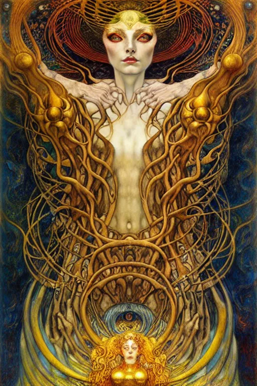 Image similar to Divine Chaos Engine by Karol Bak, Jean Delville, William Blake, Gustav Klimt, and Vincent Van Gogh, symbolist, visionary