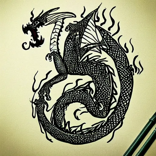 Image similar to “fire breathing dragon, doodle”