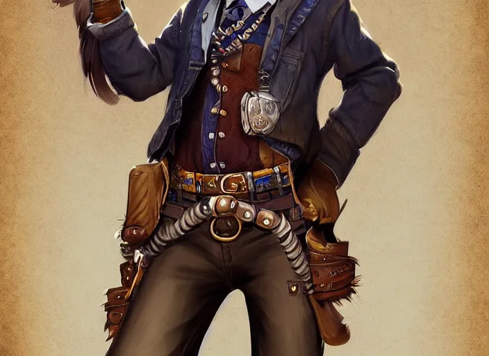 Prompt: character portrait feature of the anthro male anthropomorphic otter fursona wearing cowboy outfit wild west desperado character design stylized by charlie bowater, ross tran, artgerm, makoto shinkai, detailed, soft lighting, rendered in octane