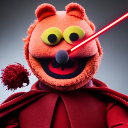 Image similar to studio portrait still of muppet!!!!! darth maul!!!!!! as a muppet as a muppet, 8 k, studio lighting, key light,