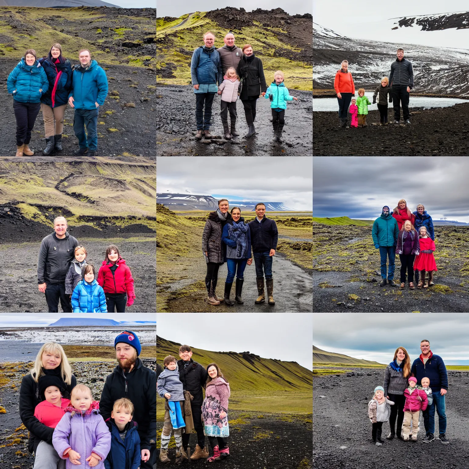 Prompt: a family photo from my recent trip to Iceland