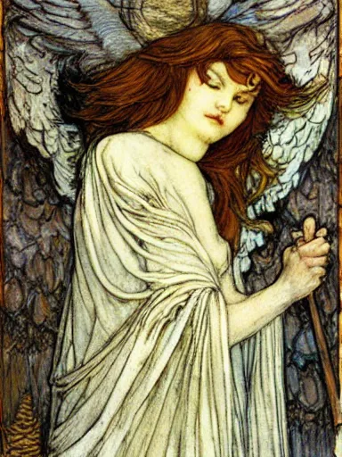 Image similar to angel by rebecca guay and by john william waterhouse and by arthur rackham, detailed, proportional