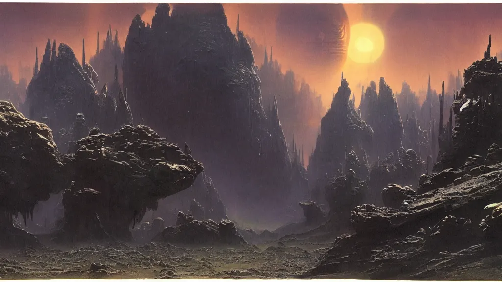 Image similar to alien planet, an empire in upheaval by arthur haas and bruce pennington, cinematic matte painting