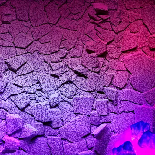 Image similar to 3D statue!!!, purple shattered paint!, glowing lava!!!, conglomerate!, slush!!, organized!, abstract!, black backdrop!, 4k!, award-winning photo!!!!