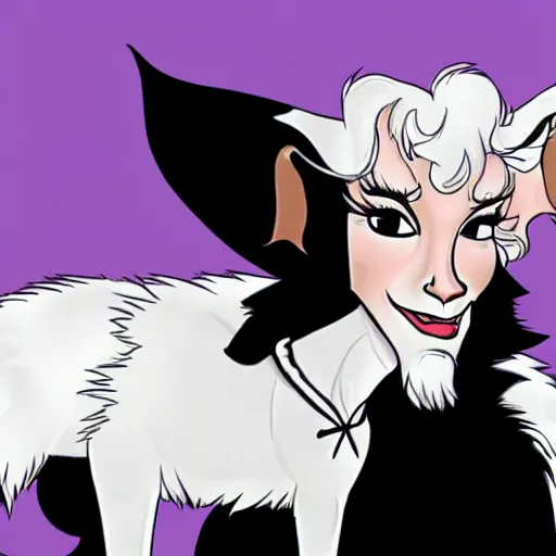 Image similar to cruella as a goat