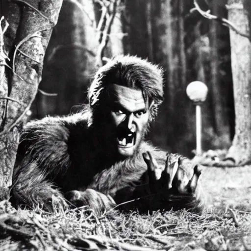 Image similar to film still of a werewolf extending his hand in the wolf man 1 9 4 1