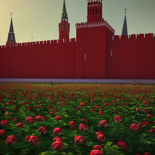 Image similar to a big cotton plant in Red Square Kremlin, horrifying dynamic lighting, cinematic, extremely high detail, photo realistic, cinematic lighting, post processed, concept art, artstation, matte painting, unreal engine 8k