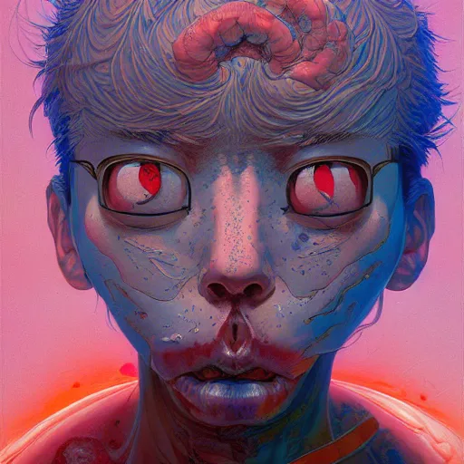 Image similar to prompt : figurative unique portrait soft light painted by james jean and katsuhiro otomo and erik jones, inspired by akira anime, smooth face feature, intricate oil painting, high detail illustration, sharp high detail, manga and anime 1 9 9 9