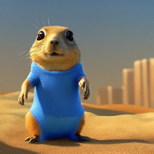 Image similar to the coolest prairie dog in the world, pixar animation, cyberpunk