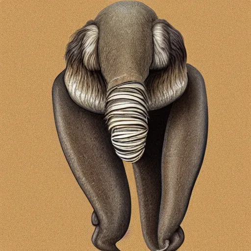 Image similar to “largest living land animal, characterized by its long trunk (elongated upper lip and nose), columnar legs, and huge head with temporal glands and wide, flat ears. Grayish to brown in colour, and their body hair is sparse and coarse”, digital art, intricate, elegant, digital painting, concept art, smooth, sharp focus, illustration, by Ruan Jia and Mandy Jurgens and Artgerm and William-Adolphe Bouguerea