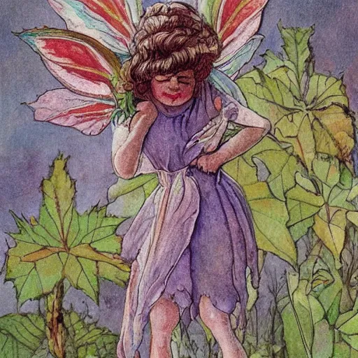 Image similar to castor oil plant fairy by Cicely Mary Barker