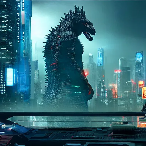 Prompt: Cyberpunk godzilla, photorealistic, 8K, !!!award-winning!!!