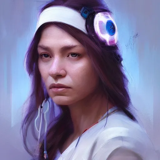 Image similar to Portrait of a Modern Native American Goddess as a nurse, white lighting, digital art by Ruan Jia and Mandy Jurgens and Artgerm, highly detailed, trending on artstation, award winning,