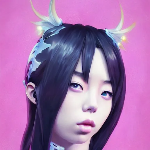 Prompt: a beautiful young korean kpop star billie eilish lucy liu alluring instagram model in elaborate latex tank top, jrpg tank top made from latex demon faces, by guweiz and wlop and ilya kuvshinov and artgerm and, aesthetic, gorgeous, stunning, alluring, attractive, artstation, deviantart, pinterest, digital art