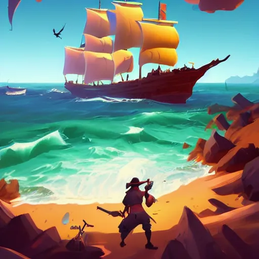 Image similar to painting treasure on sea of thieves game smooth median photoshop filter cutout vector, behance hd by jesper ejsing, by rhads, makoto shinkai and lois van baarle, ilya kuvshinov, rossdraws global illumination