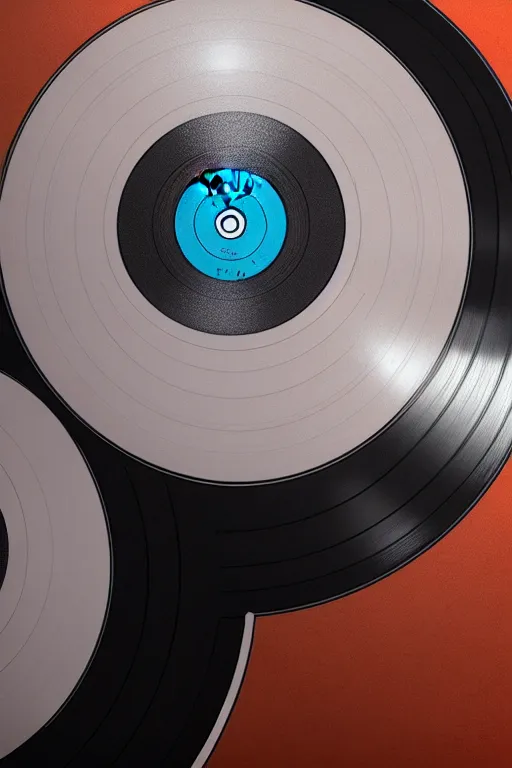 Prompt: vinyl record on a glass table, record label is written on the disk as katua,, realistic, highly detailed, digital painting, artstation,, matte, sharp focus, highly detailed, digital painting, artstation, concept art, smooth, sharp focus, illustration, 8 k