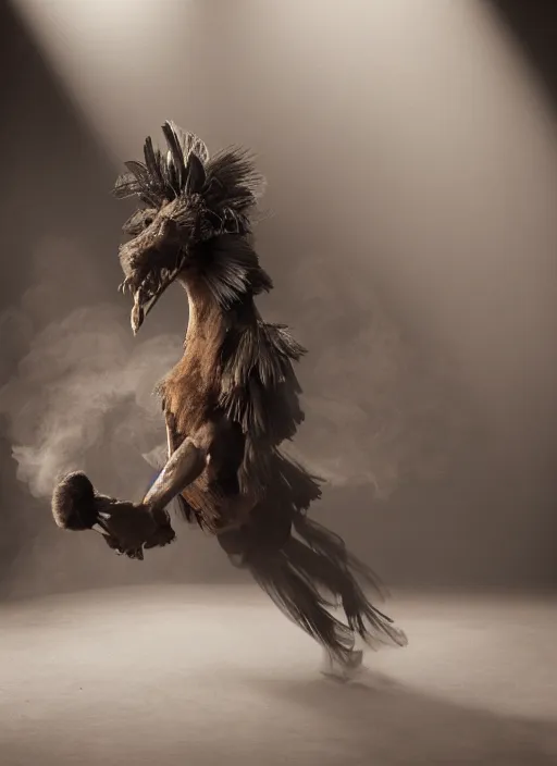 Image similar to a Photorealistic dramatic hyper realistic render of a glamorous Mexican Nahual smoke animal by Ken Brower and Deborah Ory, Lois Greenfield, Beautiful dynamic dramatic dark moody lighting, volumetric, shadows, cinematic atmosphere, Octane render, 8K