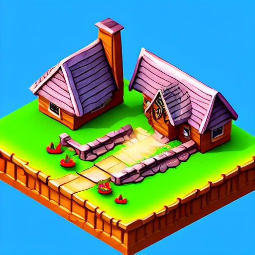 Image similar to Isometric 3D Fantasy Cute House