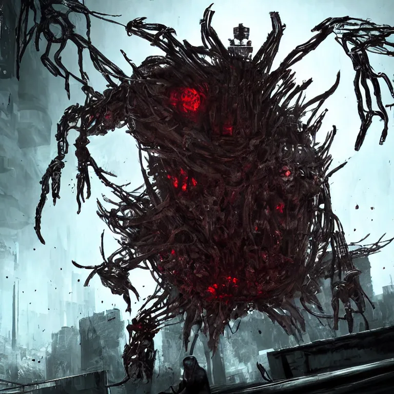 Prompt: The Evil Within cyberpunk monster, concept art