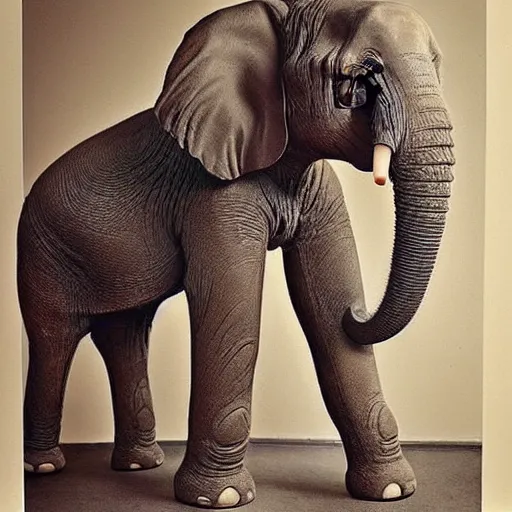 Prompt: beautiful woman with elephant's legs and tail, very detailed, photo from head to toe