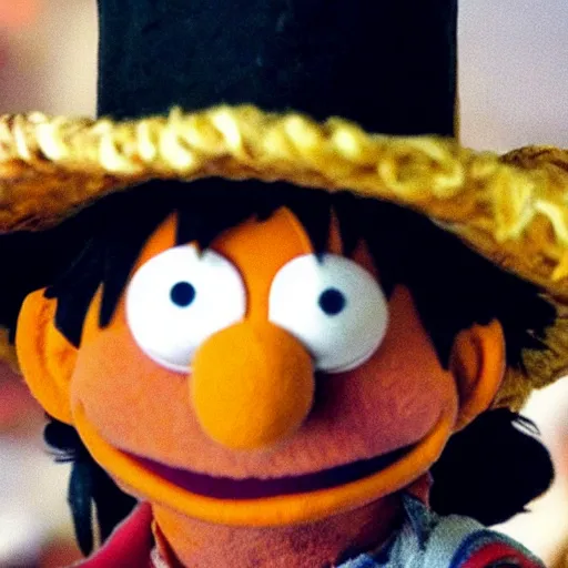 Prompt: luffy in the Muppet show, strawhat