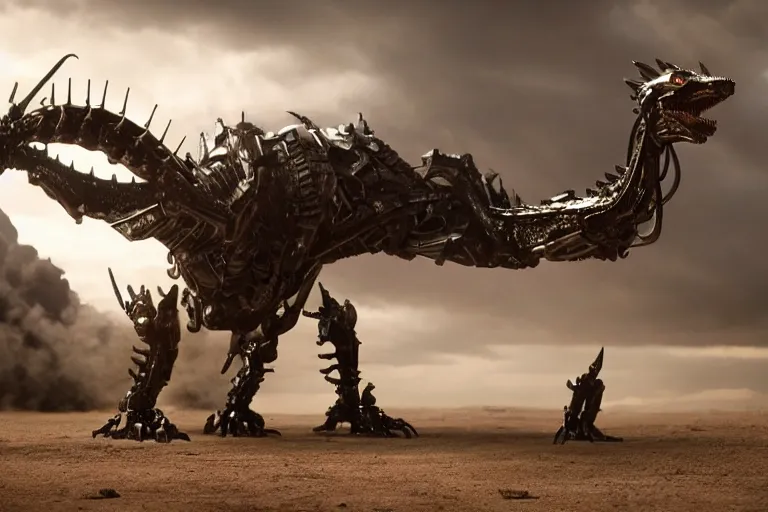 Image similar to cinematic still of westworld, a intact si - fi robotic fantasy dragon, well armored mech dragon, highly detailed