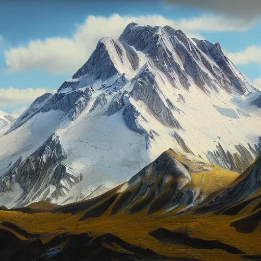 Image similar to klondike mountains, oil on canvas, surrealism, highly detailed, masterpiece, award - winning, artstationhd