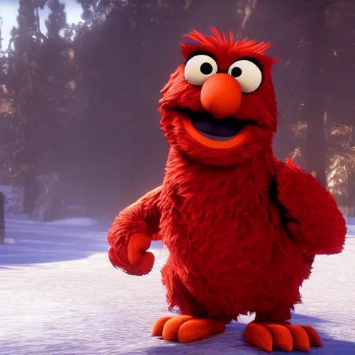 Image similar to Film still of Elmo, from Red Dead Redemption 2 (2018 video game)