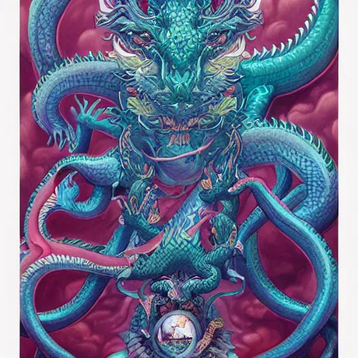 Image similar to sacred divine dragon art by james jean and art by loish highly detailed painting trending on arstation vivid colors spirit