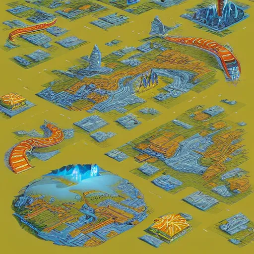 Image similar to isometric world by michael whelan.