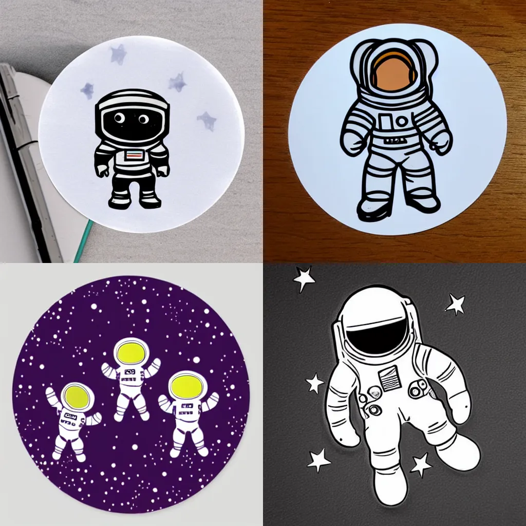 Prompt: cute astronaut sticker art, limited colors, plain white background
