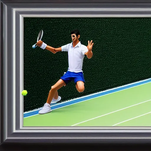 Prompt: novak djokovic! as nendoroid, backgraund is tennis court, kodak film