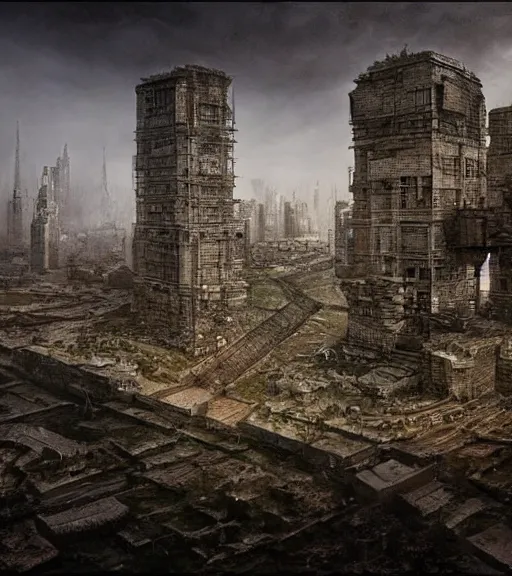 Image similar to andrei tarkovsky cyberpunk greatest scene, ancient tower of babylon, by kentaro miura, hyperrealistic, cyber world, ambient lighting, concept art, hyper - detailed, smooth, octane, ray tracing, cinematic, high quality