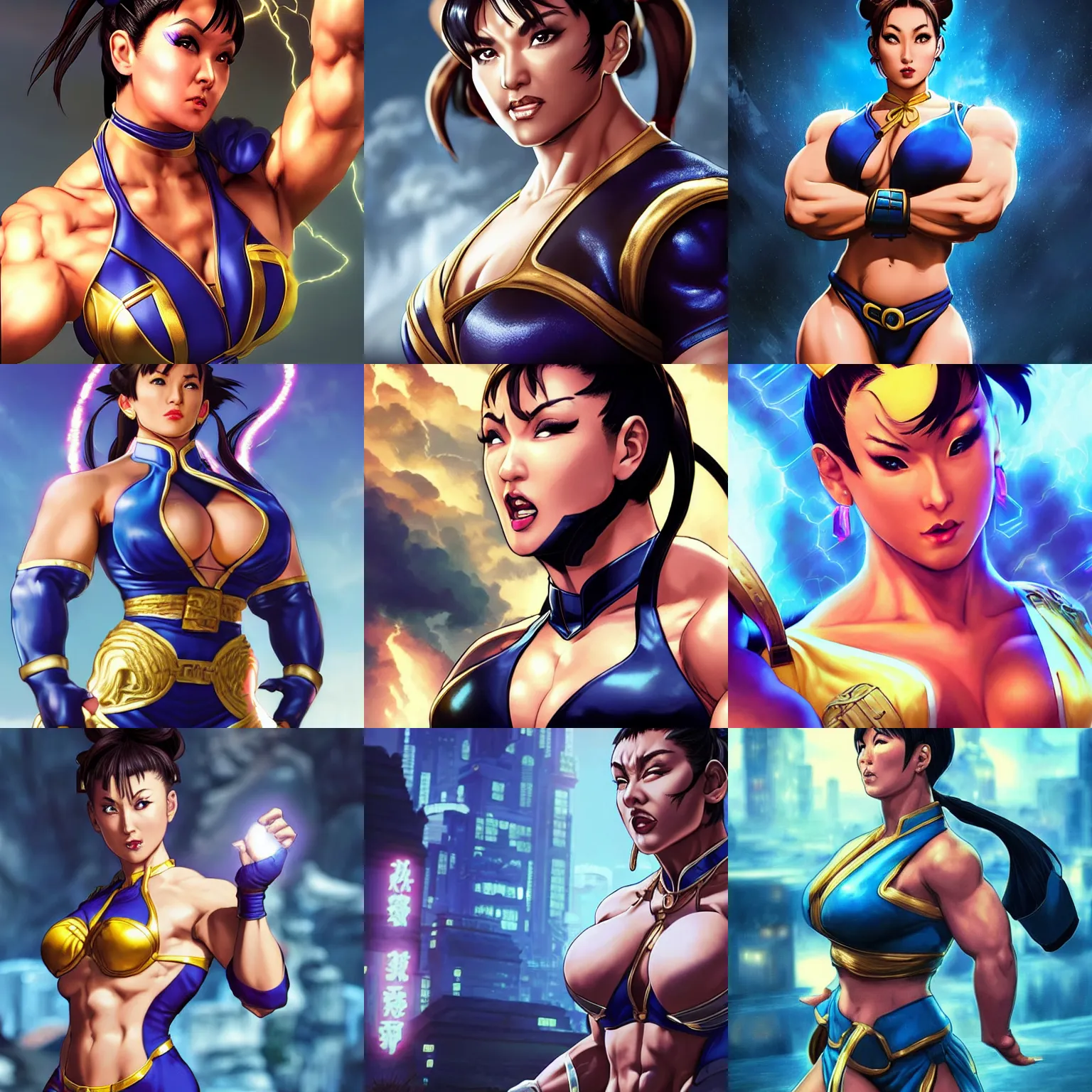 Prompt: chun li face reminiscent of dwayne johnson with chun li sexy outfit, like street fighter character chun li with the face of the rock dwayne johnson, intricate, epic lighting, cinematic composition, hyper realistic, 8k resolution, unreal engine 5, by Artgerm, tooth wu, dan mumford, beeple, wlop, rossdraws, James Jean, Andrei Riabovitchev, Marc Simonetti, yoshitaka Amano, Artstation