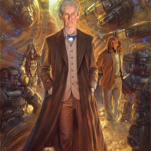 Image similar to Doctor Who, portrait art by Donato Giancola and James Gurney, digital art, trending on artstation